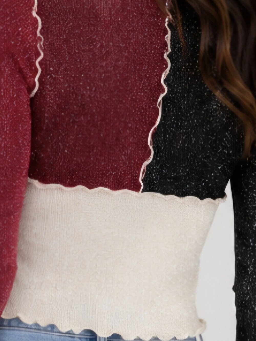 LUNA CHIX Colorblock Ribbed Cropped Top. - Picture 6 of 6